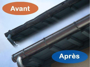 Photo de galerie - Remplacement soigné de la gouttière en zinc, ajustement précis pour une étanchéité parfaite et une évacuation des eaux optimale. Finitions propres et matériaux durables.