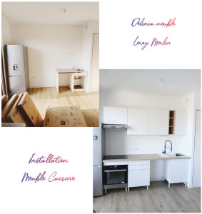 Photo de galerie - Montage de meubles de cuisine haut - bas
et installation Four encastrable, Plaque Cuisson, la hotte et d'évier.