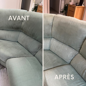 Photo de galerie - Nettoyage d’un canapé, tâches incrusté depuis 20 ans