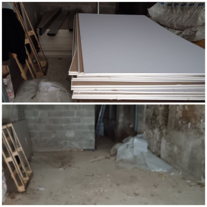 Photo de galerie - Une demande pas la plus des moindres ! 
Nous avons dû monter plus de 130 plaques de BA13 et de laine de verre. 

Les travaux ont été réalisés en seulement 5h tout compris. 

Le client est ravi et souhaite nous rappeler pour d'autres chantiers 