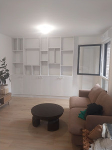 Photo de galerie - Création une bibliothèque en bois MDF et peinture 