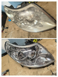 Photo de galerie - Remise en état phares  PeugeotBoxer jaunis pour passage au contrôles techniques