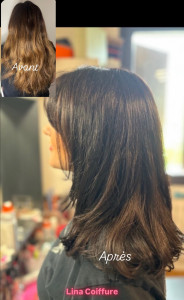 Photo de galerie - Coupe dégradée, frange rideau,couleur, brushing