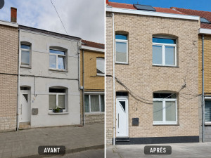 Photo de galerie - Réfection d'une façade en briquettes.