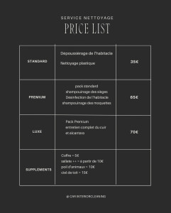 Photo de galerie - Tarifs