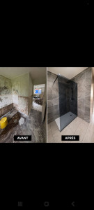 Photo de galerie - Rénovation complète d'une salle de bain. 
plomberie-faience-peinture ✅️