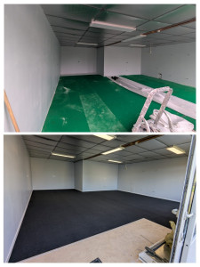 Photo de galerie - Pose d'une moquette de 50M2 dans le cadre d'une rénovation complète d'une salle de fitness.