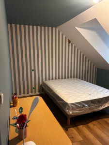 Photo de galerie - Réalisation chambre peinture + papier peint 