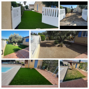 Photo de galerie - Rénovation jardin gazon synthétique 