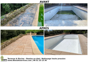 Photo de galerie -  haute pression terrasse et piscine 
