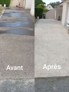 Photo de galerie - Nettoyage haute pression sur une terrasse. AVANT/APRÈS 
