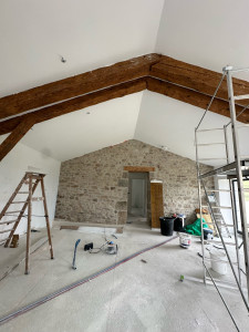 Photo de galerie - Placo-bande a joints- peinture plafond blanc mate. 
