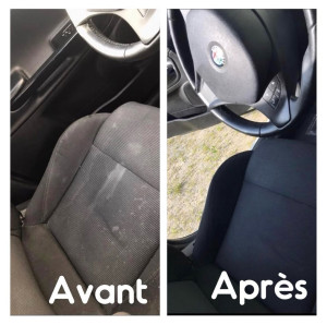 Photo de galerie - Nettoyage avant après de siège avec shampouineuse 