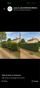 Photo de galerie - Taille de haies et arbustes – finition nette et élégante.  Méthode soignée : Mise en forme précise → Alignement parfait → Nettoyage complet.  Résultat structuré, propre et valorisant pour votre extérieur. Intervention sérieuse et professionnelle