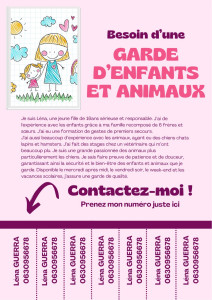 Photo de galerie - Propose de garder vos enfants et animaux 