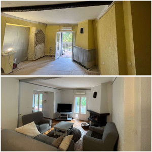 Photo de galerie - Rénovation et mise en peinture du salon,avant et après 