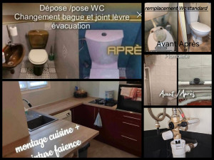 Photo de galerie - Remplacement Wc , groupe de sécurité, pose clapet Anti-retour , montage cuisine complète 