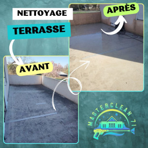 Photo de galerie - Nettoyage d'une terrasse au nettoyeur haute pression 