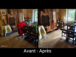 Photo de galerie - Toiles d'araignées des poutres, poussières, rangement, nettoyage table plus chaise, aspirer et lavage des sols.