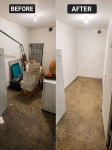 Photo de galerie - Alors sur cette photo même principes avant/après. 
une cave et laquelle, le même propriétaire que le garage dans la photo précédente. 
et voilà c'est fait. 
même principes rapide efficace pas un bruit. 
client satisfait ?