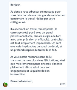 Photo de galerie - Message privé après travaux 