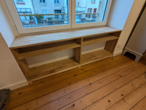 Photo de galerie - Meuble sur mesure  tablette chêne .