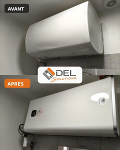 Photo de galerie - Remplacement d’un ancien chauffe-eau par un modèle Thermor connecté.
Dépose de l’ancien ballon, adaptation des raccordements, installation et mise en service du nouveau chauffe-eau. Une installation propre, moderne et durable. ✅