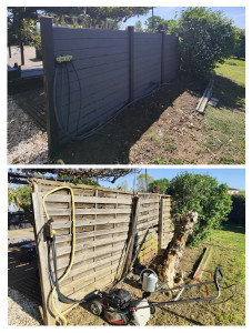 Photo de galerie - Avant après brise vue avec fondations béton 