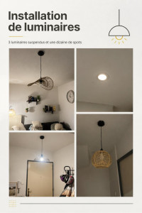 Photo de galerie - Pose de 10 spot + 3 luminaires suspendus 