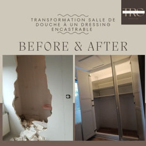 Photo de galerie - Transformation salle de douche à un dressing encastrable 