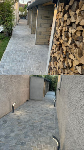 Photo de galerie - Création des espace pour stocker le bois. Poser toutes les pierres et les lumières.