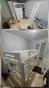 Photo de galerie - Montage lit superposé en bois massif 