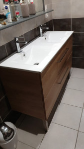 Photo de galerie - Remplacement meuble de salle de bain + mitigeur lavabo