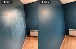 Photo de galerie - Lessivage complet des murs avec élimination des traces et poussières accumulées. Un nettoyage soigné pour redonner un aspect propre et net à la pièce.