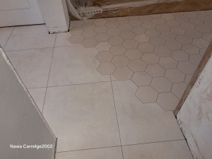 Photo de galerie - Carreaux hexagonaux combinés avec des carreaux 60x60