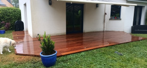 Photo de galerie - Installation d'une terrasse en bois exotique a meucon