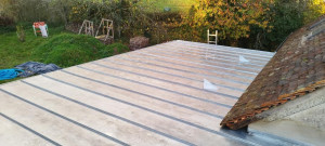 Photo de galerie - Extension ossature bois et couverture en zinc