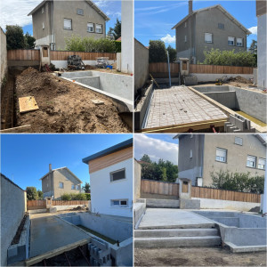 Photo de galerie - Réalisation des plages d’une piscine avec pente (Finition du revêtement en résine drainante pour une remise à niveau parfaite)