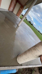 Photo de galerie - Réalisation d'une dalle pour prolongement de terrasse