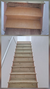 Photo de galerie - Habillage d'un escalier avec agrandissement des marches en cours 