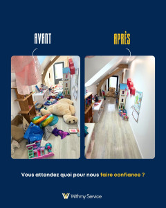 Photo de galerie -  Rangement et désencombrement d’une salle de jeux envahie de jouets. Un espace retrouvé, propre et organisé !