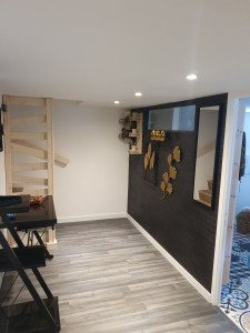 Photo de galerie - Pose tapisserie, miroir et accessoires 