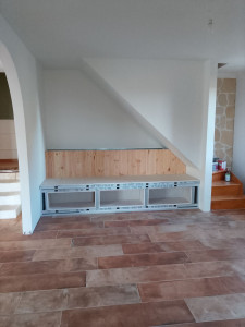 Photo de galerie - Pose placo et réalisation d une banquette sur mesures 