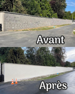Photo de galerie - Enduit sur mur parpaing extérieur 
