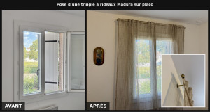 Photo de galerie - Pose d’une tringle à rideaux Madura sur placo