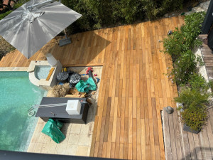 Photo de galerie - Pose terrasse bois exotique sur plots 