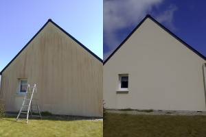 Photo de galerie - Nettoyage par pulvérisation de nos produits starco façade 
