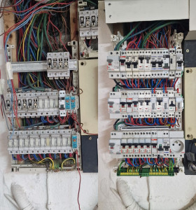 Photo de galerie - Mise aux normes de tableaux électriques. 
Éléments fournis par le client. 