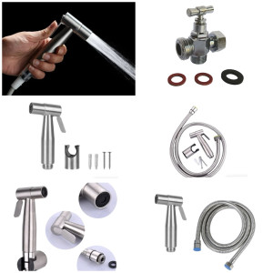 Photo de galerie - Installation, douchette, toilette , matériel en acier   , 