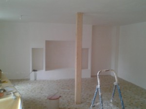 Photo de galerie - réalisation du salle salon séjour avec plafond avec platre  traditionnelle.